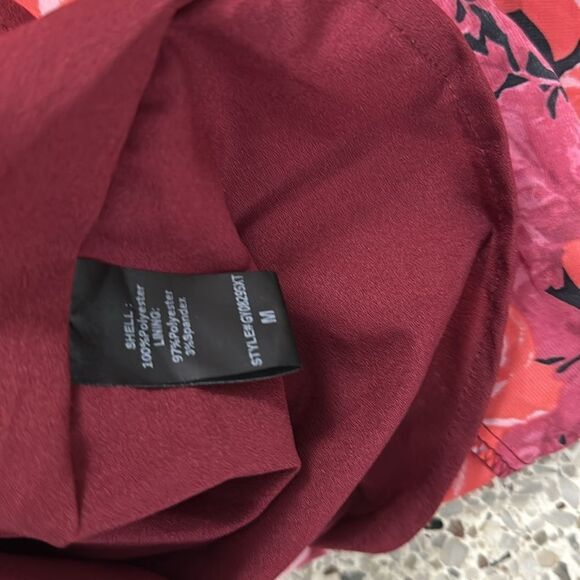 Do+Be  medium m red pink floral midi dress side zip flutter sleeve - Picture 7 of 7